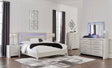 Zyniden Silver Upholstered LED Panel Bedroom Set main view of bed