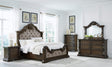 main view of Maylee Dark Brown Upholstered Panel Bedroom Set bed
