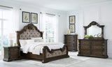 main view of Maylee Dark Brown Upholstered Panel Bedroom Set bed