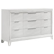 Marmore white 9-drawer dresser cabinet front view
