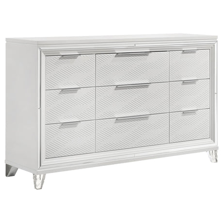 Marmore white 9-drawer dresser cabinet front view