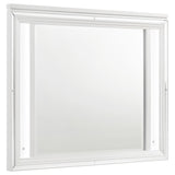 Marmore LED White Dresser Mirror front view with LED lighting on
