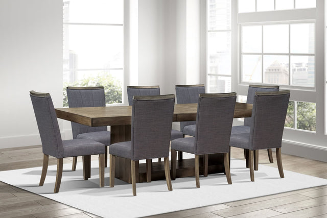 Main view of Dolores Brown Gray Rectangular Dining Table with 8 Chairs dining set