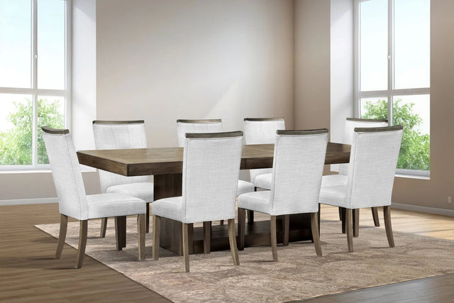Dolores Brown and White Rectangular Dining Room Set front view