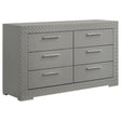 Ives 6-Drawer Grey High Gloss Dresser Cabinet front view