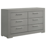 Ives 6-Drawer Grey High Gloss Dresser Cabinet front view