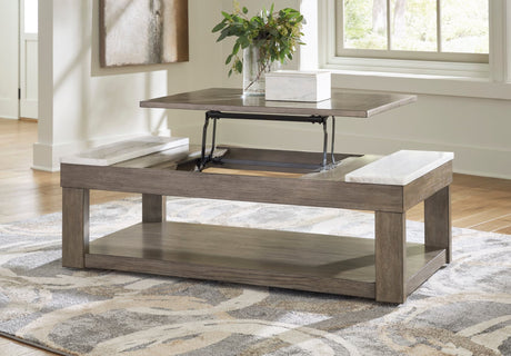 Tom Gray Brown and White lift top coffee table front view