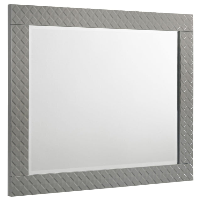 Ives dresser mirror in grey high gloss on neutral wall