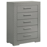 Ives 5-Drawer Grey High Gloss Bedroom Chest front view