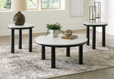 Kom black and white occasional coffee table set, front view