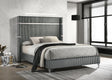Lucia 61-inch grey upholstered eastern king panel bed front view