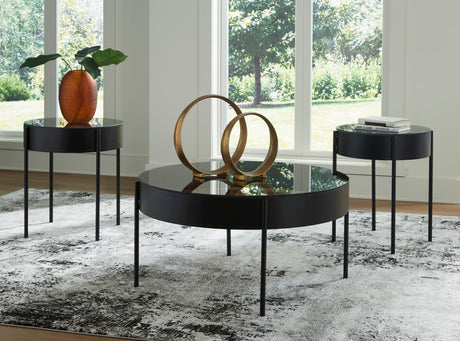 Hom Black Occasional Table Set, front view of cocktail table