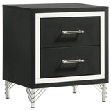 Lucia 2-Drawer Nightstand in black, front view showing drawers