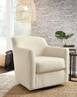 Bradney Linen Upholstered Swivel Accent Chair front view