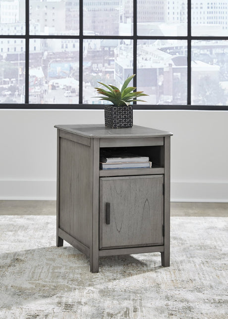 Bom Gray Side End Table with USB ports front view