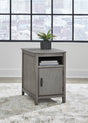 Bom Gray Side End Table with USB ports front view