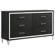 Lucia black 6-drawer dresser cabinet front view