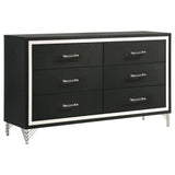 Lucia black 6-drawer dresser cabinet front view