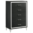 Lucia 5-Drawer Bedroom Chest in black showing front angle