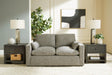 Dramatic Granite Chenille Loveseat front angle view with granite chenille upholstery