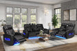 Dubai Black 3-Piece Power Reclining Set sofa frontal view
