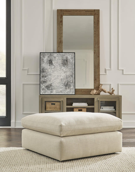 Elyza Oversized Linen Chenille Accent Ottoman angled view