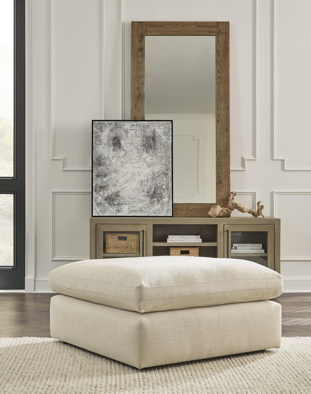 Elyza Oversized Linen Chenille Accent Ottoman angled view