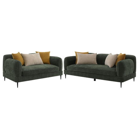 Soba Rich Green Sofa Loveseat front main view