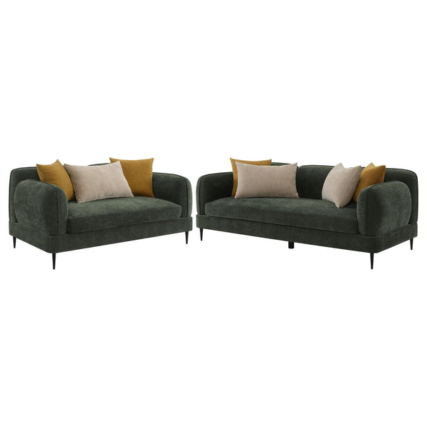 Soba Rich Green Sofa Loveseat front main view