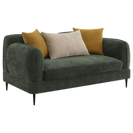 Soba Rich Green Upholstered Loveseat front view