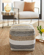 Josalind Multi Pouf by Ashley, front view showing striped pattern