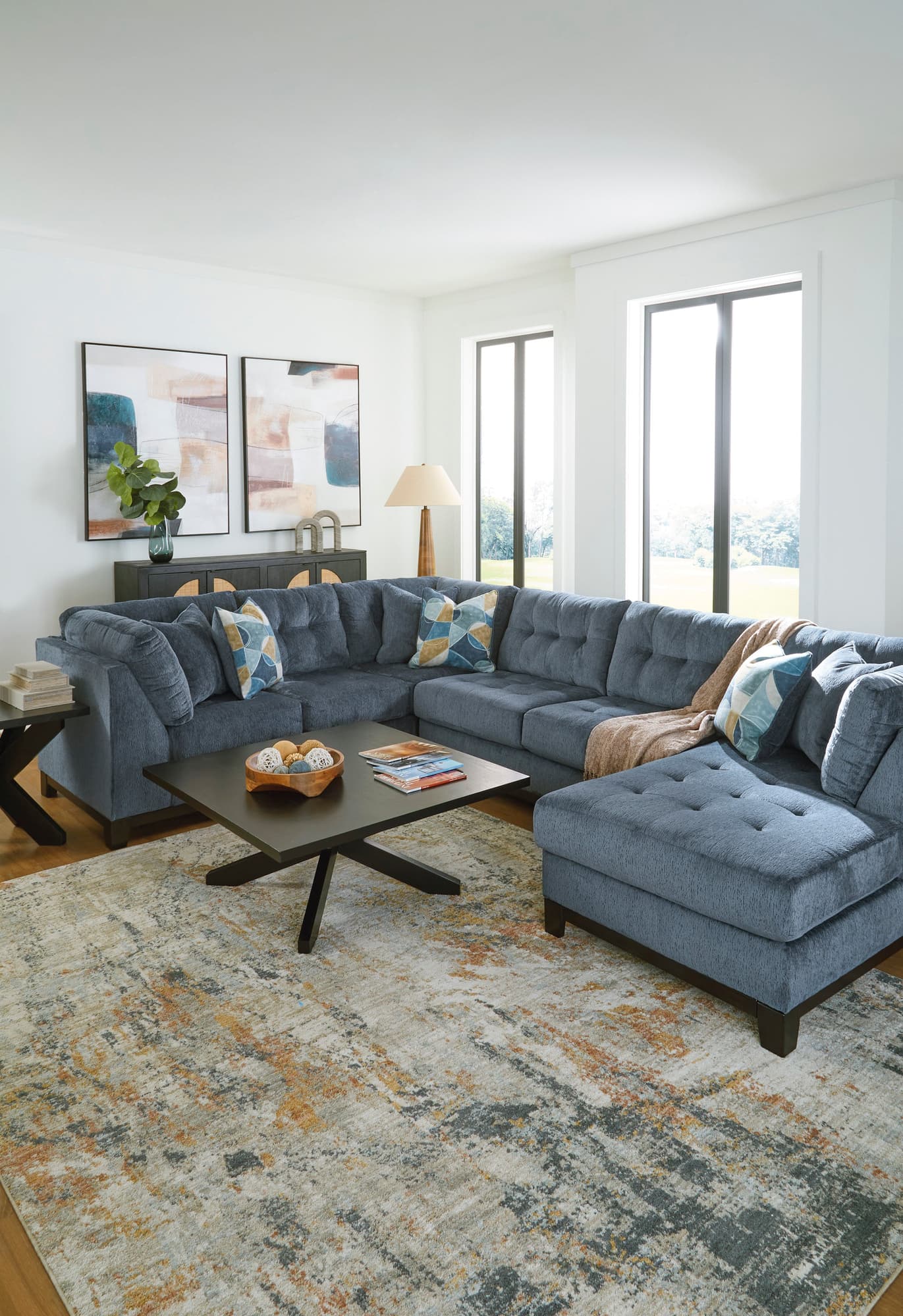 asi navy sectional sofa main view