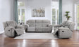 Grimm Gray Reclining Sofa Loveseat Recliner front view