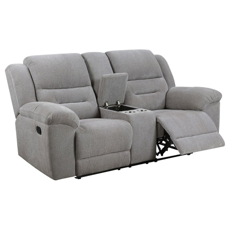 Grimm Gray Reclining Loveseat front angle