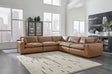 Emilia Caramel top grain leather sectional sofa main view