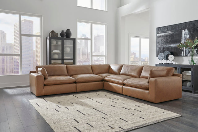Emilia Caramel top grain leather sectional sofa main view