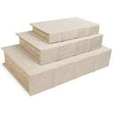 Jolina Linen Box set of 3 in beige linen stacked