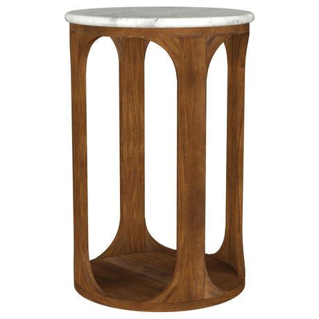 Komas Brown Marble Top Side Table front view