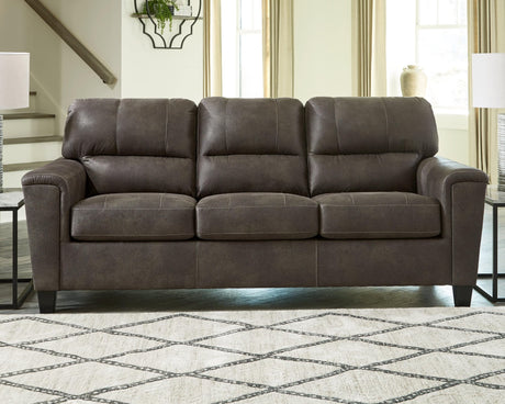 Navi Smoke Faux Leather Sofa main front view