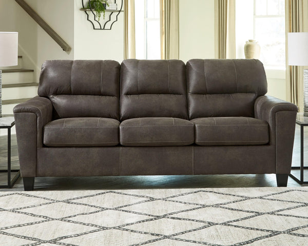 Navi Smoke Faux Leather Sofa main front view