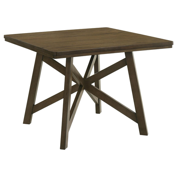 Canfield 47-inch square counter height dining table brown top angle