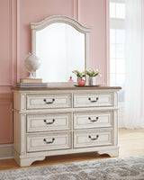 Realyn Chipped White Dresser and Mirror - front view