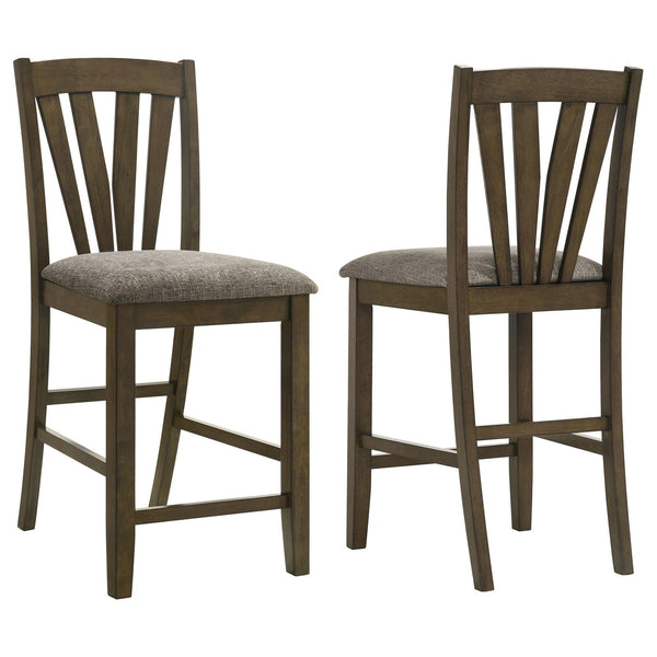 Canfield brown fabric counter height side chair, front angle