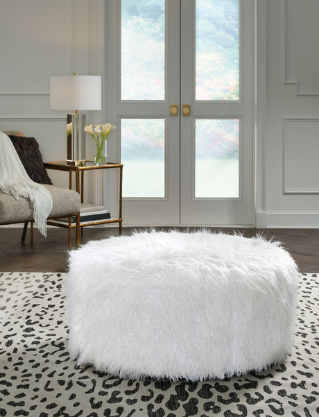 Galice White Oversized Accent Ottoman front view