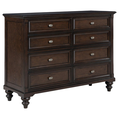 Andover 8-drawer dresser in dark oak, front angle