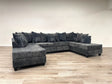 front view of Kof Charcoal Gray Double Chaise Sectional Sofa showing symmetrical sectional with two chaise lounges