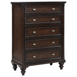Andover 5-drawer chest of drawers in dark oak, front view