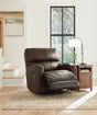 Uriah Coffee Leather Swivel Glider Recliner front view
