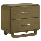 Amsbury 2-drawer nightstand in nutmeg finish, front angle view