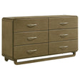 Amsbury 6-drawer dresser cabinet in nutmeg finish front view